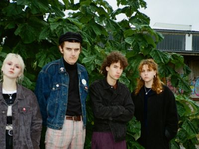 Laundromat Chicks Band Pic infront of trees